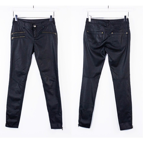 Free People Vegan Leather Black Faux Skinny Zipper - Picture 3 of 7